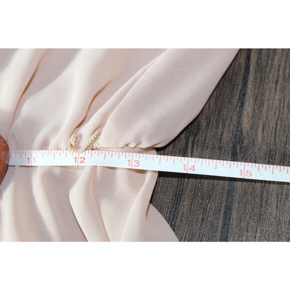 Vintage 80s Prairie Style Core Dress Coral Pink Lantern Sleeve Mock Collar - Picture 10 of 15